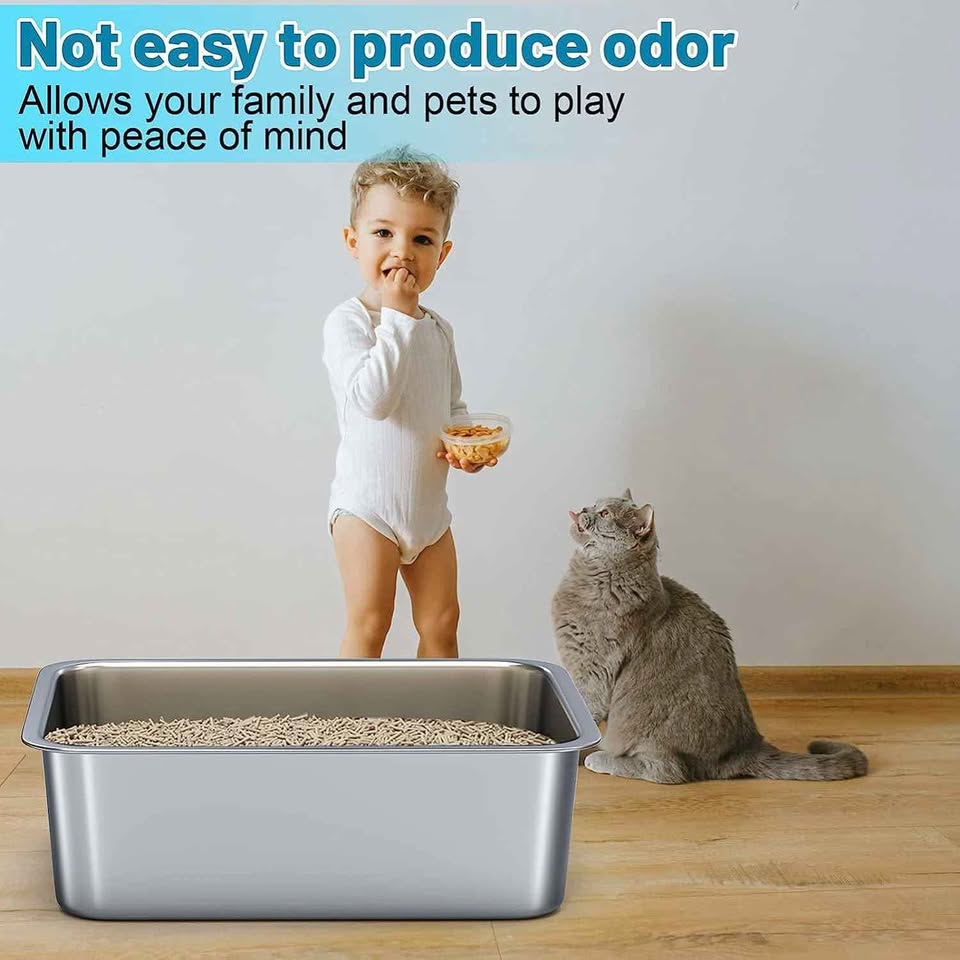 ZuHucpts Stainless Steel Cat Litter Box