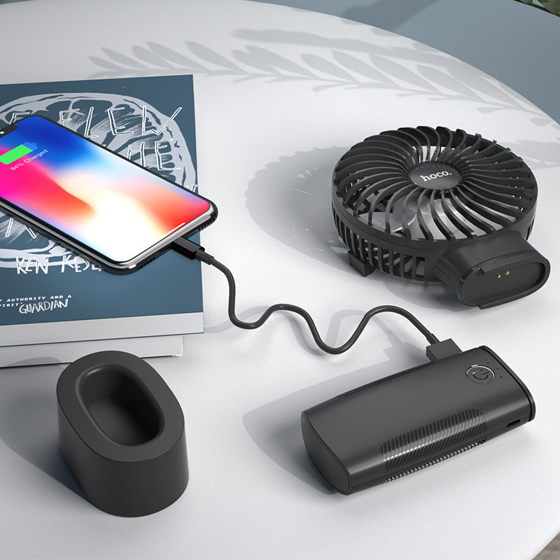 Portable Fan with Built-In Power Bank – F11, Black
