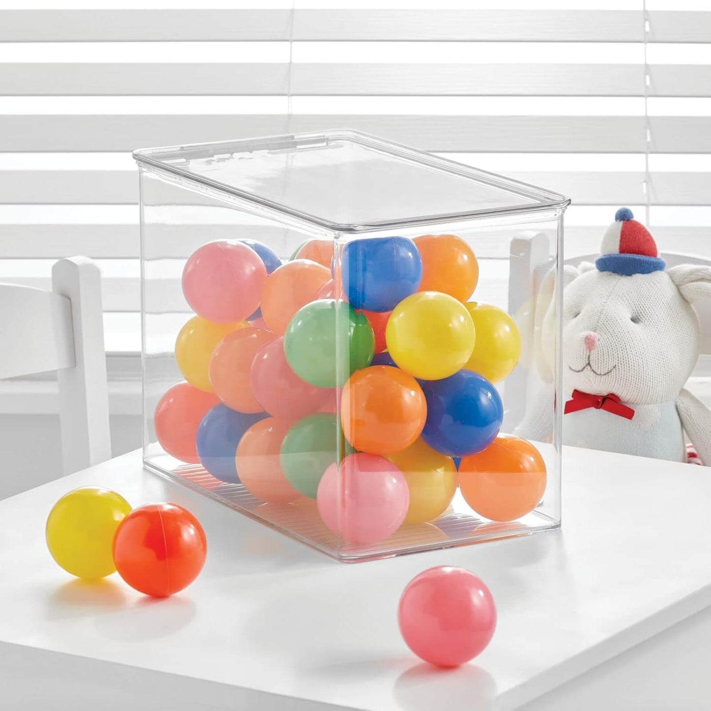 mDesign Stackable Plastic Storage Boxes – 4 Pack (Clear)