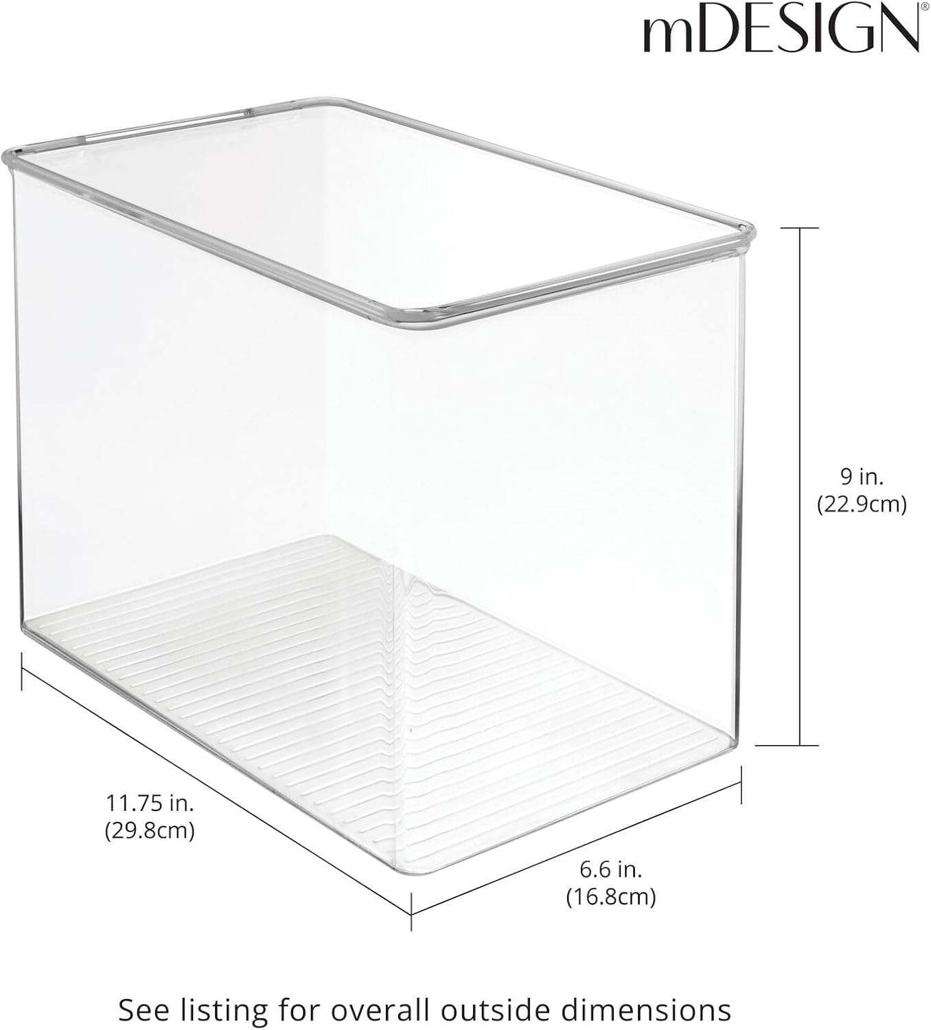 mDesign Stackable Plastic Storage Boxes – 4 Pack (Clear)