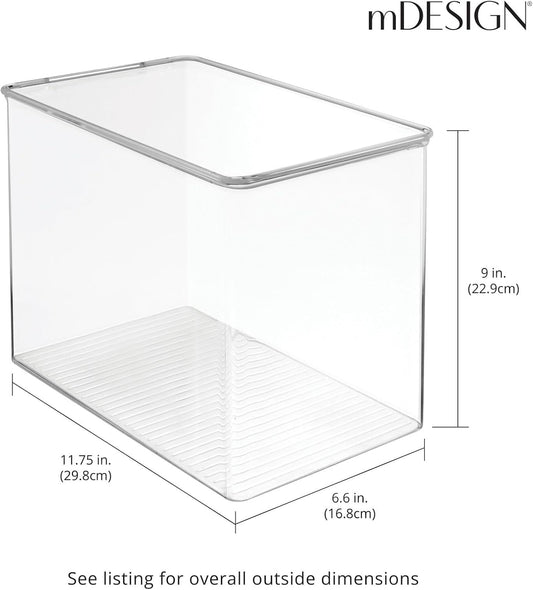 mDesign Stackable Plastic Storage Boxes – 4 Pack (Clear)