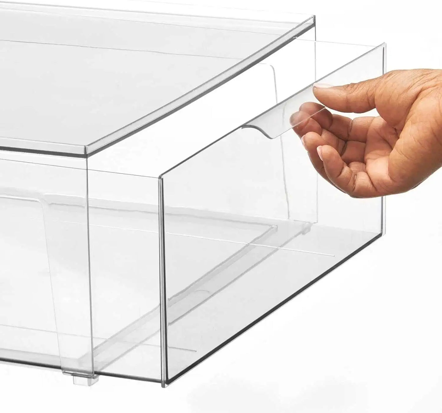 mDesign Stackable Organizer Bins with Pull Drawer – 2-Pack