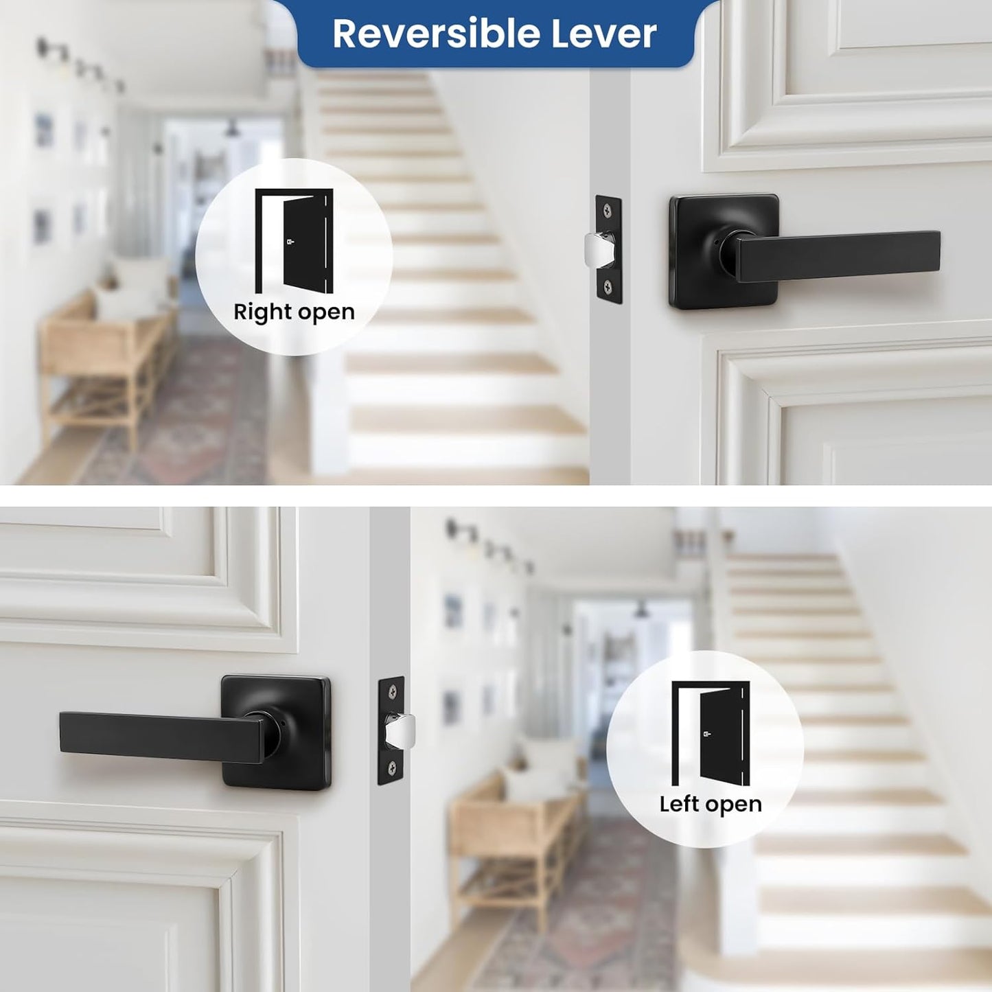 GOBEKOR 10 Pack Matte Black Passage Levers