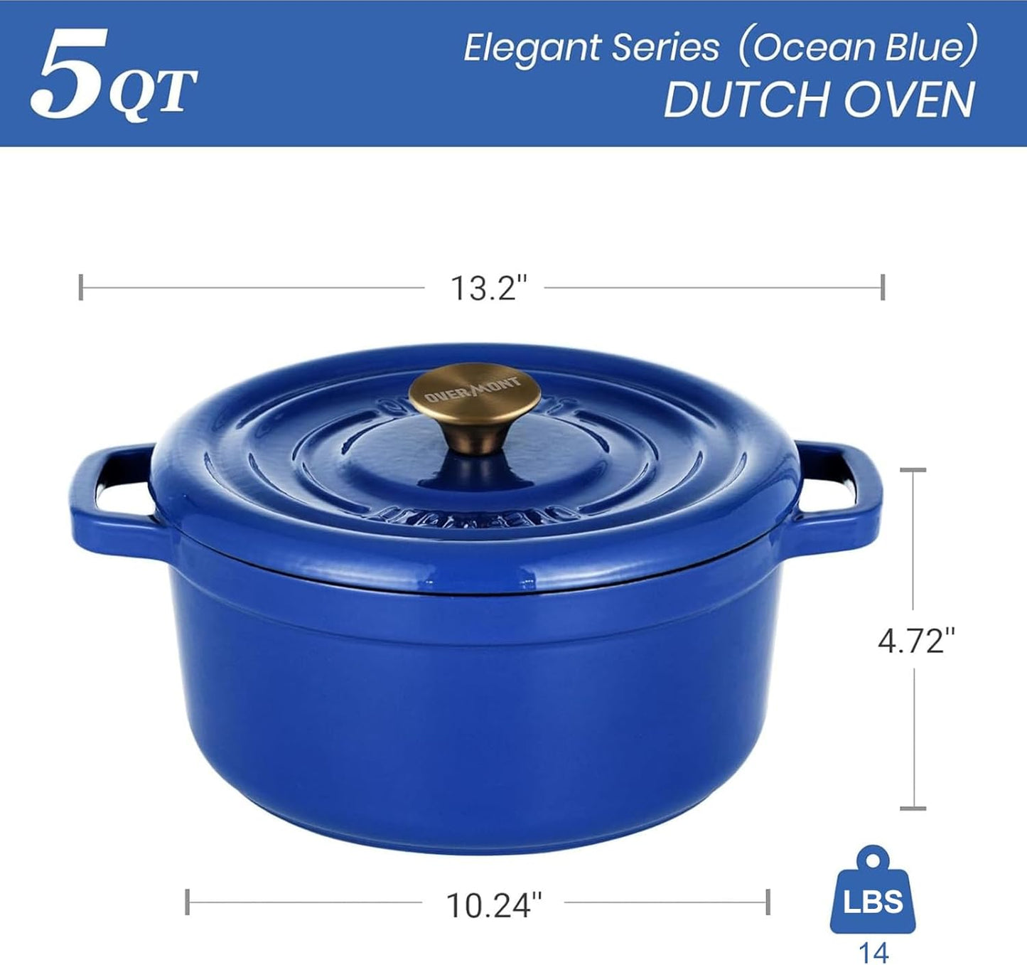 Overmont Cast Iron Dutch Oven