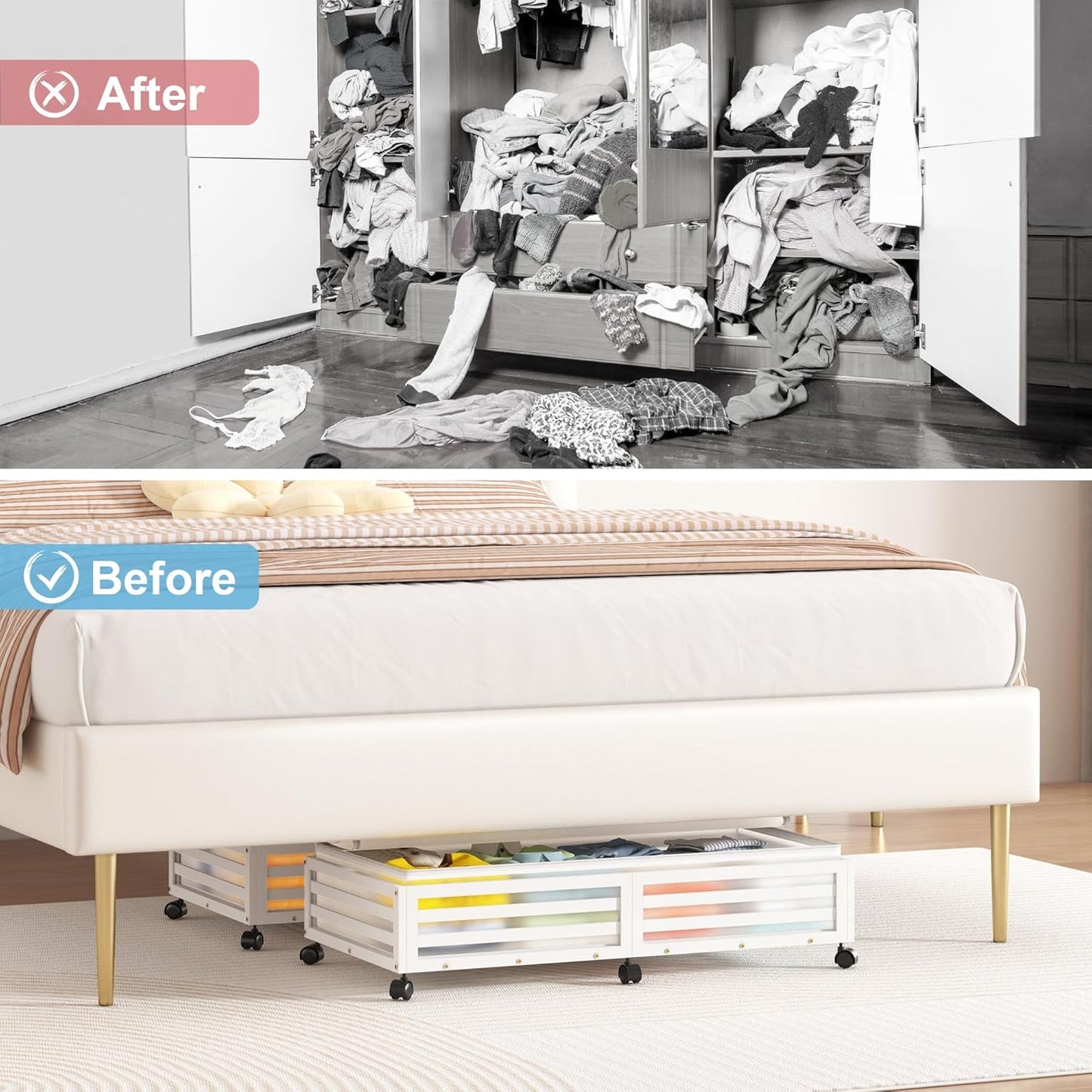 Zixpal Under Bed Storage with Wheels