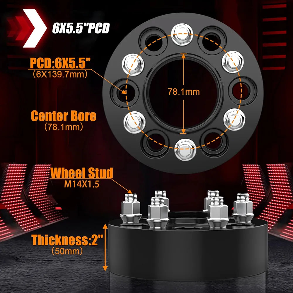 GAsupply 6x5.5 Wheel Spacers 2 inch (50mm),