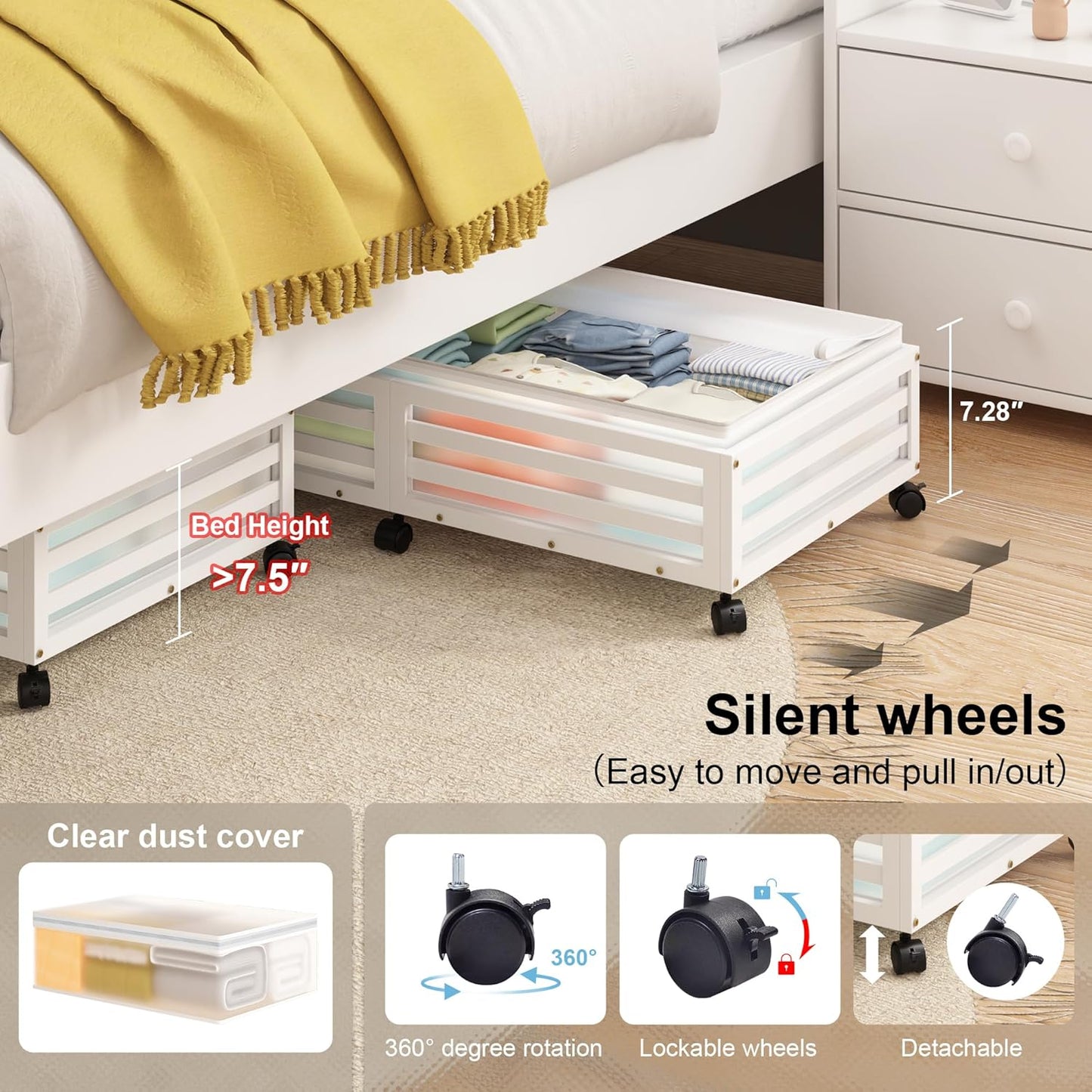 Zixpal Under Bed Storage with Wheels
