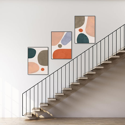 EbonCanvas Framed Abstract Wall Art 3 Panels, 16 x 24 Inch