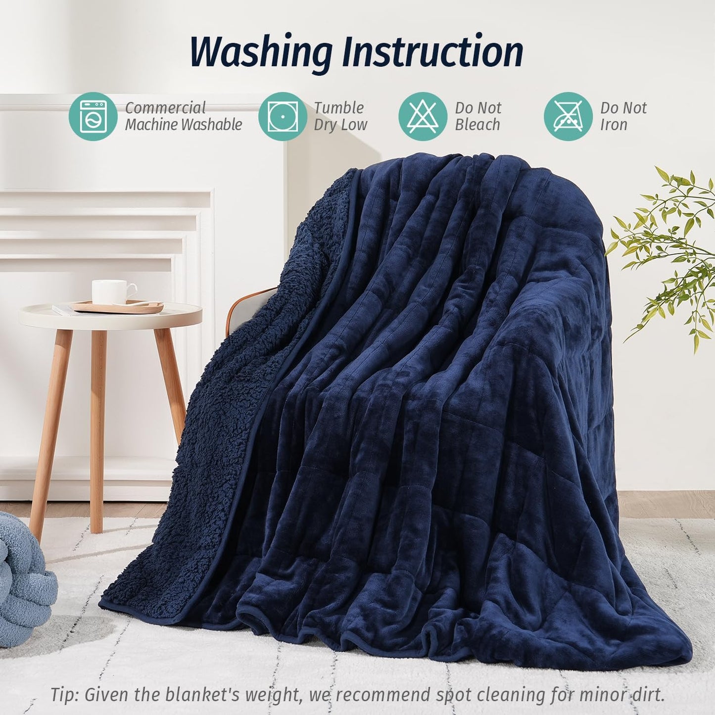 Wemore Sherpa Fleece Weighted Blanket for Adult, 15 lbs,QueenSize
