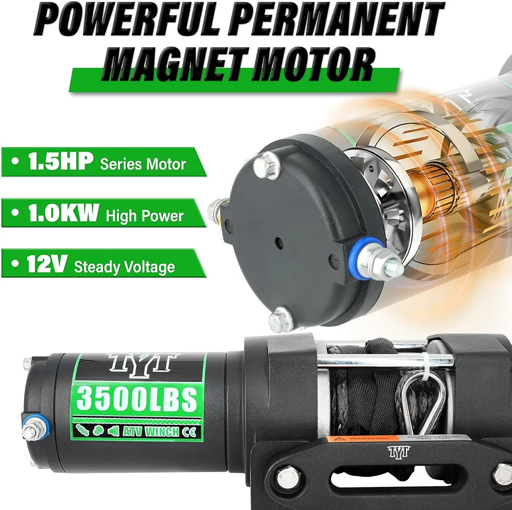 TYT 3500 lb ATV Winch, 12V DC Electric Winch