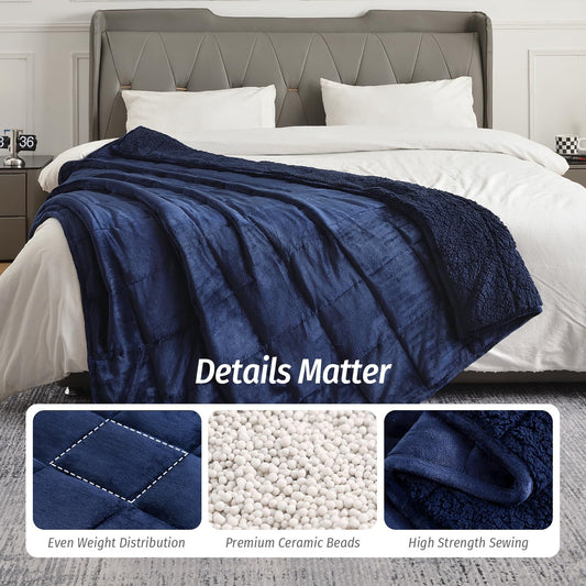 Wemore Sherpa Fleece Weighted Blanket for Adult, 15 lbs,QueenSize