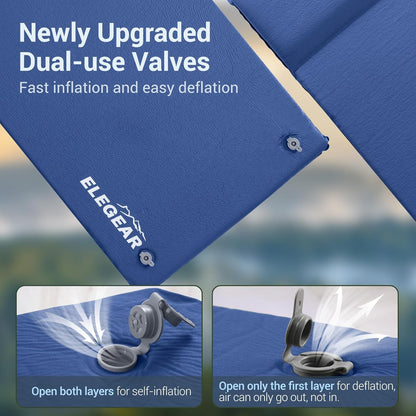 Elegear Self-Inflating Memory Foam Camping Mattress – 3.1" Thick, Blue