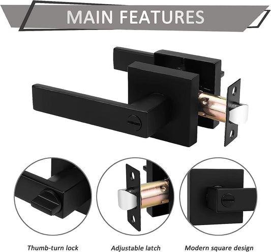 8-Pack Black Door Handles Passage Door