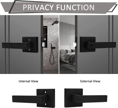 8-Pack Black Door Handles Passage Door