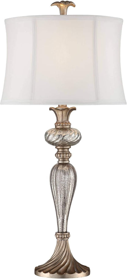Alyson Traditional Glam Buffet Table Lamp – 32.75" Tall, Silver Champagne