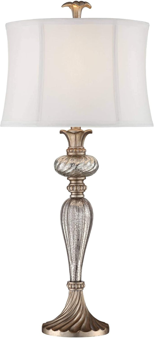 Alyson Traditional Glam Buffet Table Lamp – 32.75" Tall, Silver Champagne