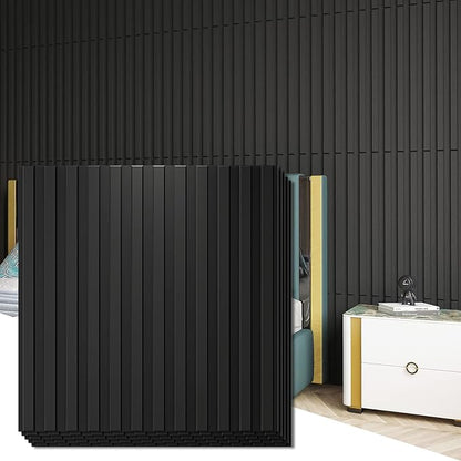 Art3d Slat Wall Panel – 3D Fluted Textured Panel (12-Pack, Black)