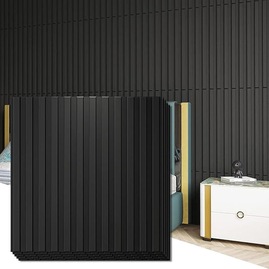Art3d Slat Wall Panel – 3D Fluted Textured Panel (12-Pack, Black)
