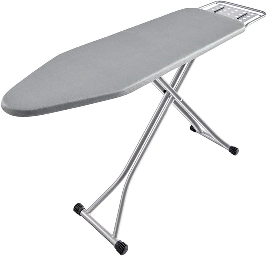 BKTD Ironing Board with Steel Frame and Steam Iron Rest – Gray (13 x 34 x 53 Inches)