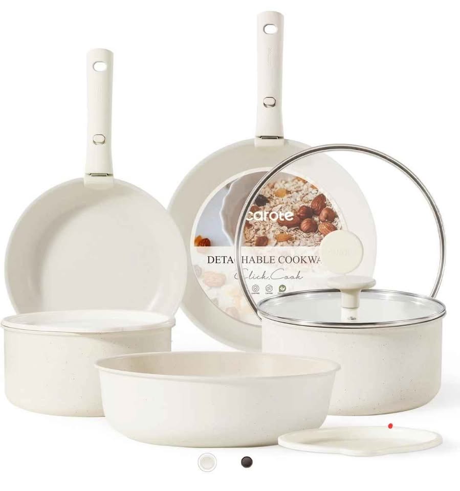 CAROTE 11pcs Pots and Pans Set, Nonstick Cookware Sets Detachable Handle