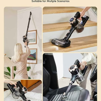 Cordless Vacuum Cleaner, Max 45mins Vacuums with LED Display, Powerful 8 in 1 Lightweight Vacuum Cleaners with 2 HEPA, Stick Vacuums Cordless for Pet Hair, Hardwood, Carpets, Tile,Black