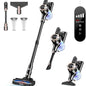 Cordless Vacuum Cleaner, Max 45mins Vacuums with LED Display, Powerful 8 in 1 Lightweight Vacuum Cleaners with 2 HEPA, Stick Vacuums Cordless for Pet Hair, Hardwood, Carpets, Tile,Black