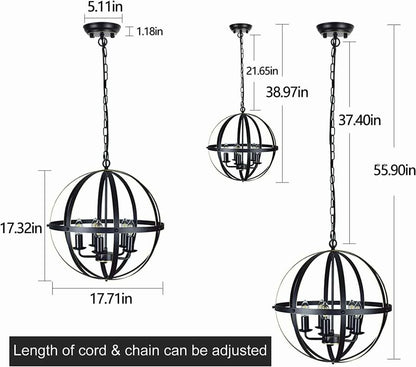 DLLT 5-Light Globe Pendant Light – Gold Industrial Farmhouse Chandelier