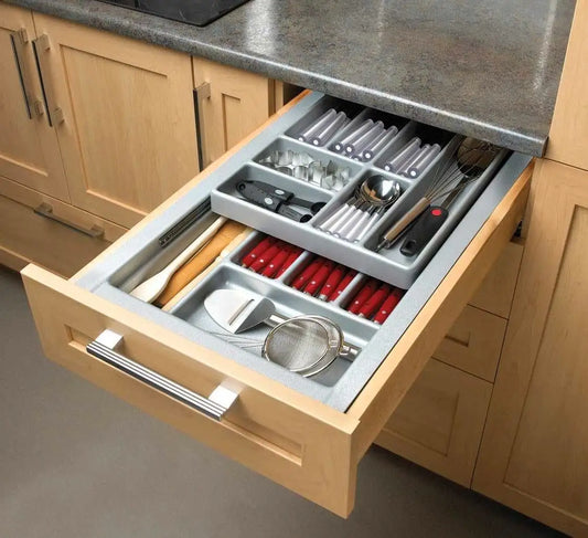 Double-tiered White plastic cutlery tray