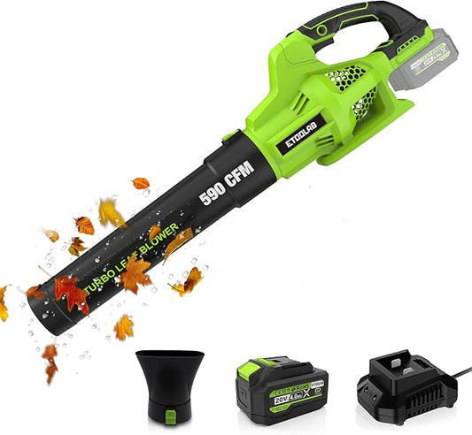 ETOOLAB Cordless Leaf Blower – 590 CFM, 165 MPH, 6-Speed with 4000mAh Battery