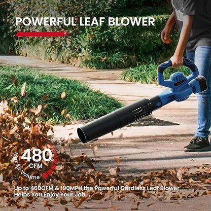 The Enhulk cordless leaf blower delivers powerful performance with 460 CFM airflow and 190 MPH airspeed, ideal for clearing leaves, debris, snow, and dust. Compact and battery-powered, it offers reliable runtime and easy maneuverability for any outdoor task.

• 20V cordless design with 4.0Ah battery and charger included
• Max airflow of 460 CFM and airspeed up to 190 MPH
• 6 variable speed settings for precise control
• 2-in-1 nozzle design for wide and concentrated airflow
• Up to 45 minutes of runtime on 
