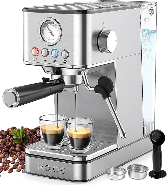 20-Bar Espresso Machine – Stainless Steel, 3-in-1 with Steam Wand
This high-performance espresso machine features a 20-bar Italian pump and PID temperature control for rich, barista-quality coffee at home. With three brew settings and a built-in milk frothing wand, it’s perfect for espresso, lattes, cappuccinos, and more.

• 20-bar professional pump with pre-soak system for even extraction
• 3 brew modes: single shot, double shot, and Americano
• Steam wand for fast, rich milk froth—ideal for cappuccinos an