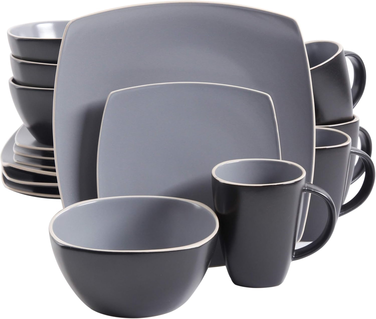 Gibson Soho Lounge Square Reactive Glaze Stoneware Dinnerware Set 
