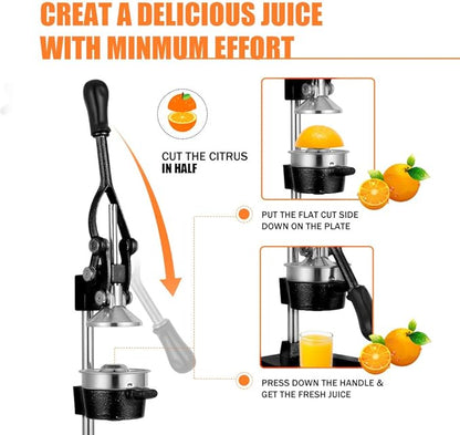 Gowintech Heavy Duty Manual Citrus Juicer – Cast Iron, Black