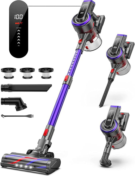 Inteture Cordless Vacuum Cleaner – 450W, 40Kpa, Touch Display
The Inteture cordless vacuum delivers powerful and efficient cleaning with 450W of suction power and up to 55 minutes of runtime. Designed for use on hardwood floors, carpets, and more, it features a touch display, detachable battery, and lightweight design for everyday convenience.

• 450W motor with 40Kpa suction power
• Up to 55 minutes of runtime with detachable battery
• Touch display for real-time control and battery monitoring
• Converts e