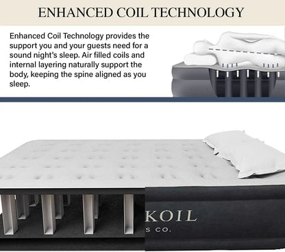 King Koil Pillow Top Plush Queen Air Mattress With Built Pump