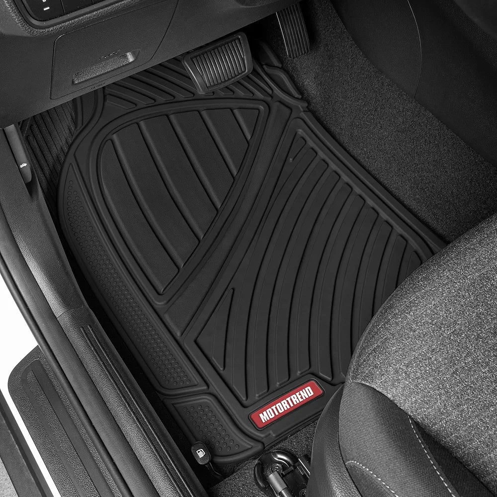 Motor Trend FlexTough 3-Piece Rubber Car Floor Mats – All-Weather Protection for Cars, Trucks & SUVs