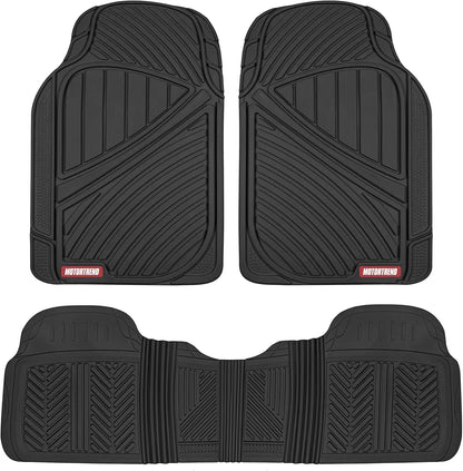 Motor Trend FlexTough 3-Piece Rubber Car Floor Mats – All-Weather Protection for Cars, Trucks & SUVs