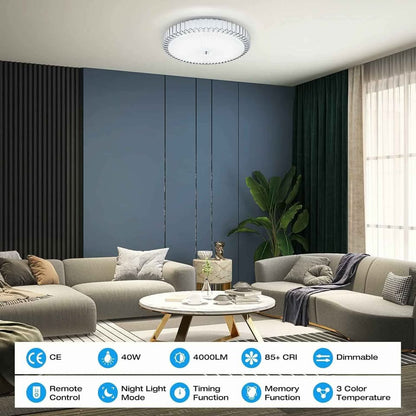 OOWOLF LED Ceiling Light with Dimmable Light