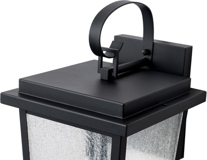 OUPAVOCS Large Outdoor Wall Sconce – Matte Black with Seeded Glass
