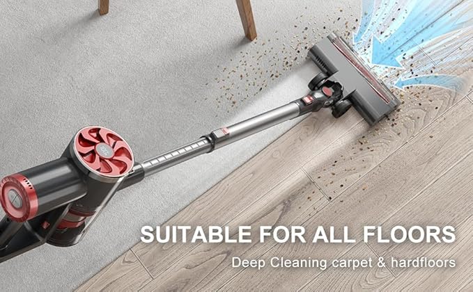 Prettycarelife P4 Cordless Vacuum Cleaner – 40KPa, Self-Standing, LED Display