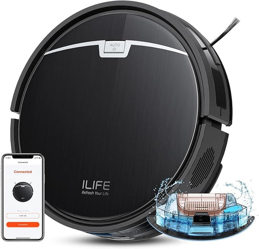ILIFE V9 Robot Vacuum and Mop – 3000Pa Suction, App &amp; Voice Control
The ILIFE V9 is a 3-in-1 robot vacuum and mop designed for efficient and customizable cleaning. With strong suction, smart gyro navigation, and app and voice control, it’s ideal for hard floors and pet hair.

• 4 suction levels up to 3000Pa for powerful cleaning performance
• 2-in-1 vacuum and mop with 200mL dustbin and 200mL water tank
• Intelligent gyro navigation cleans in a zigzag path for better coverage
• App control via ILIFEHOME