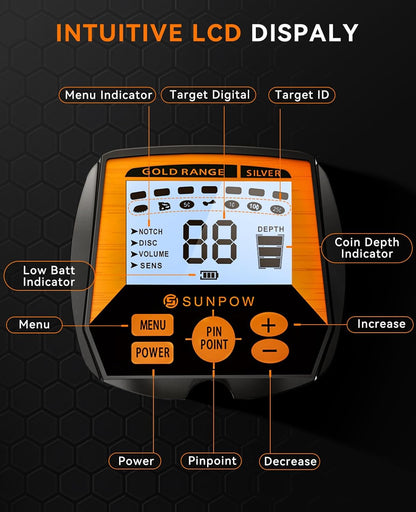 SUNPOW Metal Detector for Adults – Professional Waterproof High Accuracy