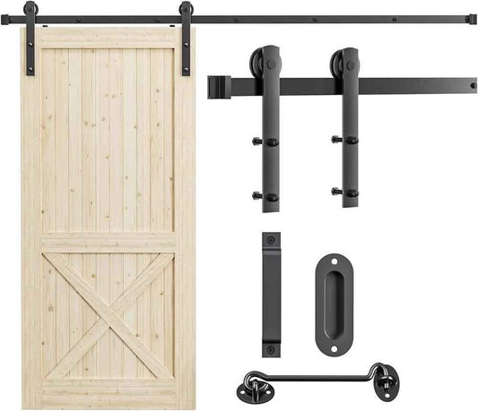Upgrade your interior design with the Signstek Sliding Barn Door Hardware Kit. Crafted from durable steel, this 8 ft black kit comes with all the necessary components for a simple, yet sturdy installation. Enjoy effortless and noiseless sliding, adding a touch of rustic elegance to your home.