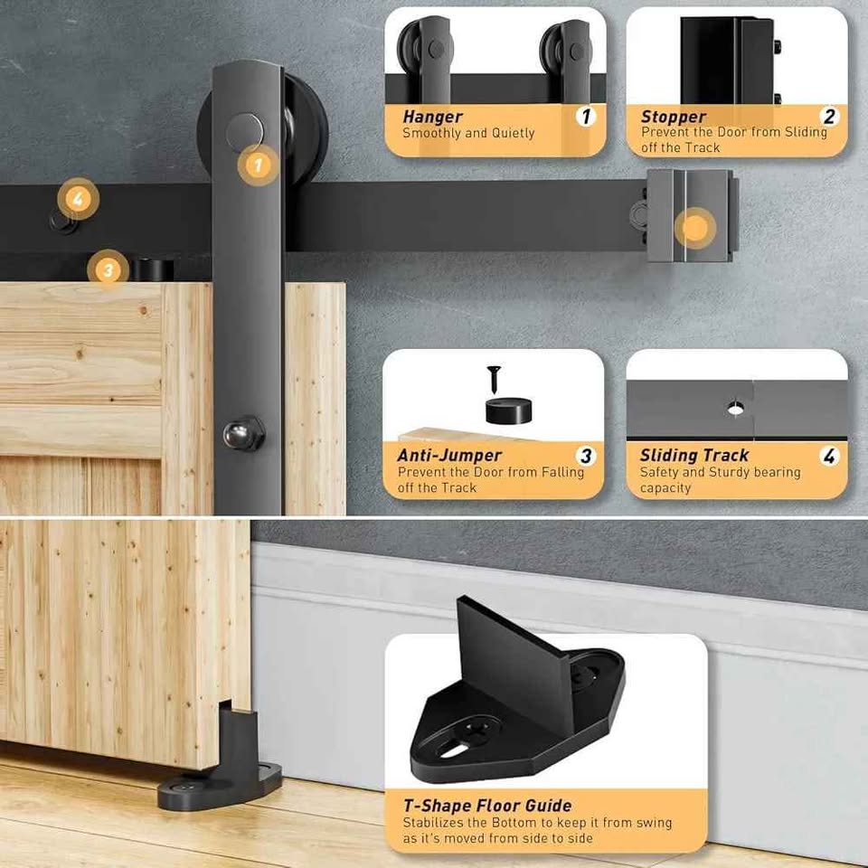 Signstek 8FT Sliding Barn Door Hardware Kit