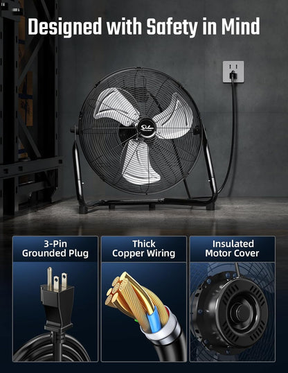 Simple Deluxe 12" Heavy Duty Metal Floor Fan – 3 Speed
