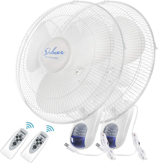 Simple Deluxe 16" Wall Mount Fan with Remote – 2 Pack