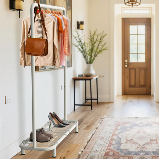 SimpleHouseware Industrial Pipe Clothing Garment Rack with Bottom Shelves