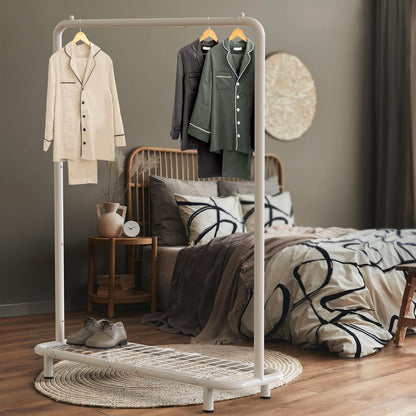 SimpleHouseware Industrial Pipe Clothing Garment Rack with Bottom Shelves