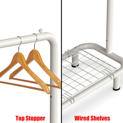 SimpleHouseware Industrial Pipe Clothing Garment Rack with Bottom Shelves