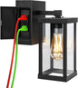 TOPKDA Outdoor Wall Light with GFCI Outlet – Black, Weatherproof, Bulb Included